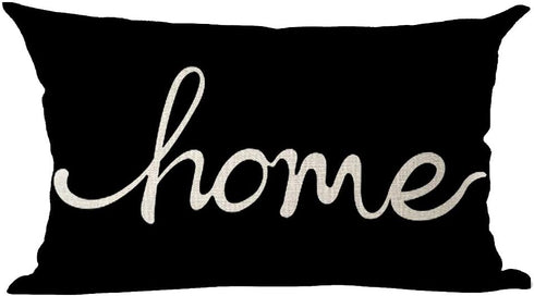 Ramirar Word Art Home Black Background Gift - Inspirational Decorative Lumbar Throw Pillow Cover 12 x 20 Inches