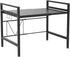 PUSDON Extendable Microwave Oven Rack, Adjustable Heavy Duty Kitchen Countertop Organizer, 2 Tier with 3 Hooks, Black