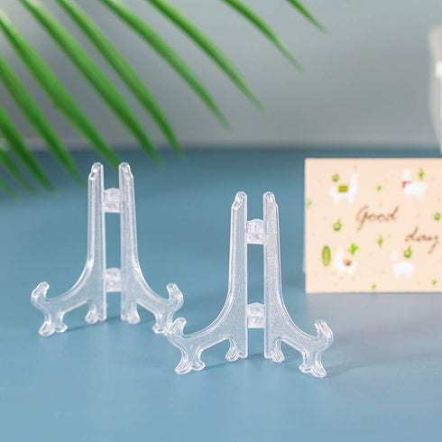 Artliving 3 Inch Clear Plastic Easels for Displaying Pictures at Weddings, Home Decoration (12 Pack)