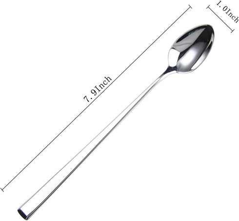 Iced Tea Spoons Mixing Spoons, 18/10 Stainless Steel Stirring Spoon Set of 6 Pieces - 7.9 Inch