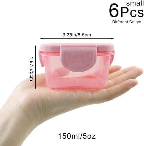 6Pcs Small Food Storage Containers, Leakproof Lids, Condiment Sauce Containers, Small Freezer Storage Containers Airtight Containers, Dishwasher Freezer and Microwave Safe, 5oz