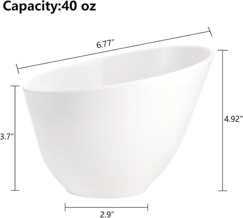 Fasmov 8 Pack Angled Melamine Serving Bowls, plastic Serving Bowl, Large Party Snack Bowls, Salad Bowls, Party Chip Bowls, Fruit Bowl, Candy Bowls for Weddings, Buffet, Offices, White by Fasmov