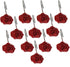 12 PCS Decorative Anti Rust Shower Curtain Hooks, Rose Design Shower Curtain Rings (RED)