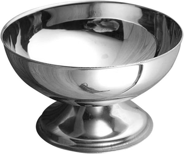 PRETYZOOM Stainless Steel Ice Cream Bowl, 10cm Footed Dessert Cup for Sundae, Reusable Snack Bowls