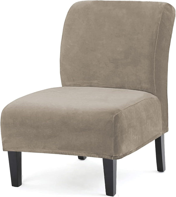 UCCONO Armless Accent Chair Slipcovers, Thick Velvet Slipper Accent Chair Covers for Living
