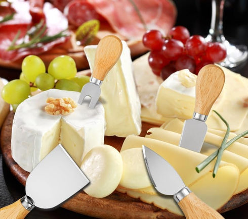 Cheese Knives Set - 6PCS Mini Stainless Steel Cheese Knives - Cheese Knife, Spreader, Fork, Slicer, Cutter, Butter