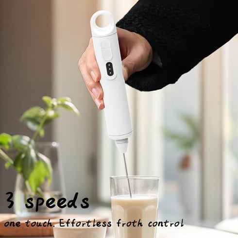 Rechargeable Milk Frother Handheld, 3 Speed Electric Drink Mixer for Latte, Cappuccino, Coffee, Black