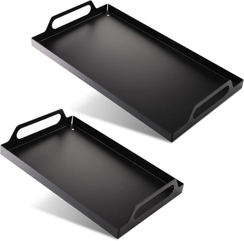 Peohud 2 Pack Black Metal Serving Tray, Decorative Coffee Table Tray with