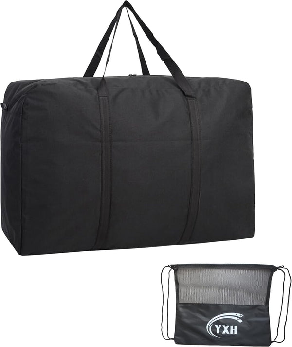 Black Large Storage Bags, 150L Waterproof Foldable Travel Duffle Bag with Reinforced Handles, Heavy Duty Moving Bags