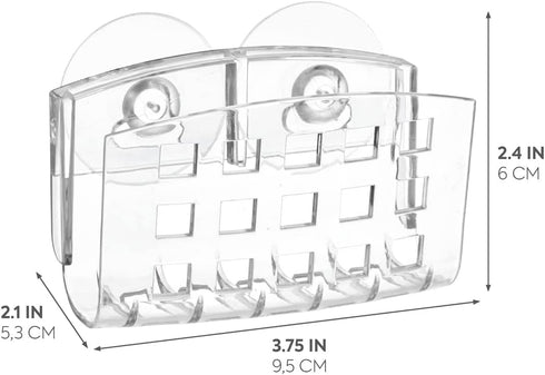 2.3" 5.2" 3.7", iDesign BPA-Free Plastic Sponge Holder for Kitchen Sink with Suction Cups, Ideal for Kitchen Sinks