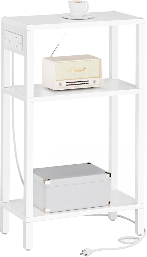 TUTOTAK Narrow Side Table with Charging Station,Small End Table with USB Ports