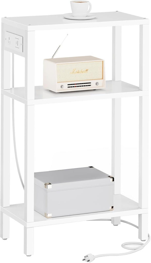 TUTOTAK Narrow Side Table with Charging Station,Small End Table with USB Ports