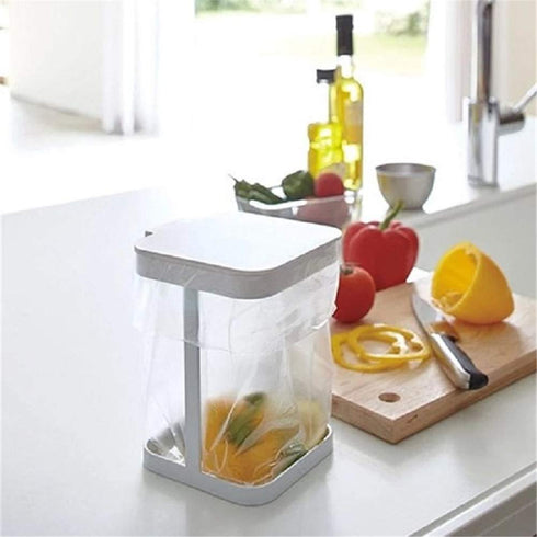 Originals Metal Countertop Trash Can, Garbage Bag Holder for Home Kitchen (White)