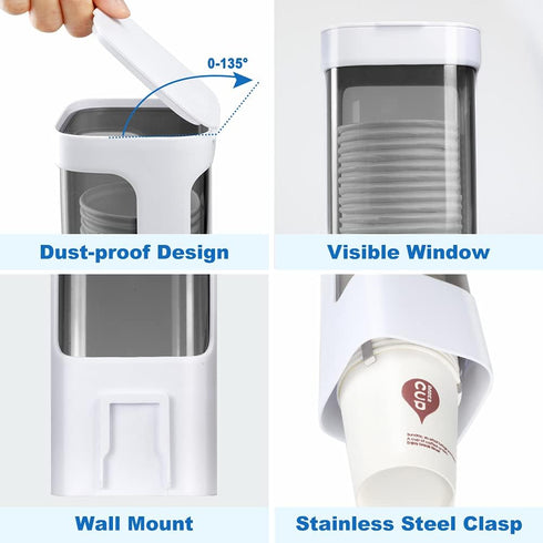 Cup Dispenser, Pull Type Water Cooler Cup Holder for 3oz-5oz Small Cups, Wall Mount Bathroom Disposable Mouthwash