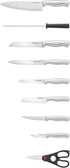 Farberware 15-Piece High-Carbon Stamped Stainless Steel Kitchen Knife Set with Wood Block