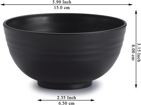 Berglander Black Plastic Bowls Set of 12 Pieces 25oz, Reusable and Sturdy Ramen Bowl, Soup Bowls, Cereal Bowl for Adult, Kids, Home, Restaurant, Garden, Picnic, Camping, Poolside, Outdoor