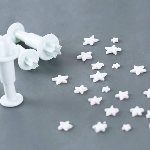 Star Small Fondant Plunger Cutter Set - Tiny 3 Pieces Cake Cookies Decorating Tool Mold