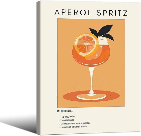 Heltrappe Funky Orange Aperol Spritz Aesthetic Poster Modern Trendy Cocktail Alcohol Wall Art