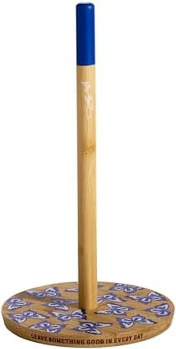Dolly Parton Bamboo and Blue Paper Towel Holder, Fits All Paper Towel