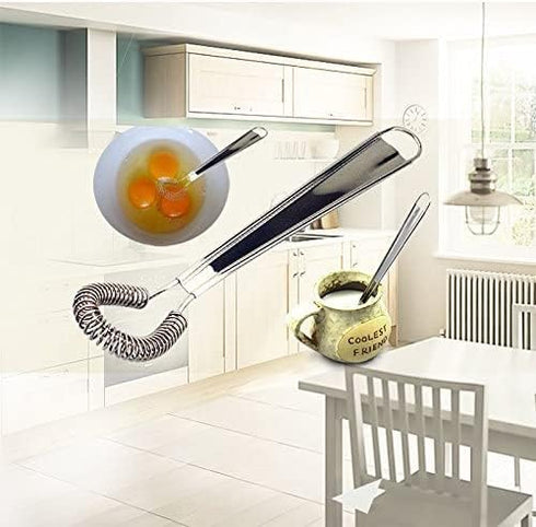 1Pc Mini Spring Coil Silver Egg Beater, Stainless Steel Handheld Whisk, Kitchen Egg Tools, Cooking Utensils
