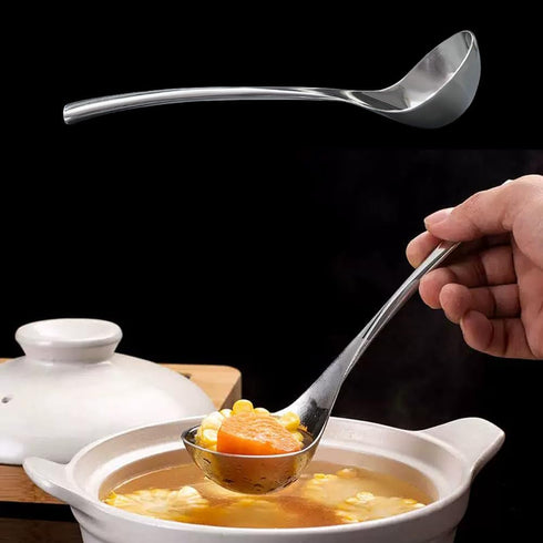 Small Ladle, 8’’ Sauce Gravy Soup Spoon, Hollow Handle, SUS 304 Stainless Steel, 1 Pack (Color: Silver)