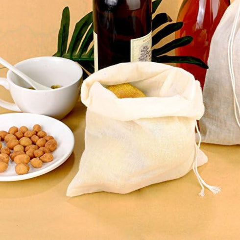Pangda 15 Pcs Muslin Bags 8x10 Inches - Cotton Drawstring Fabric Gift Pouches for Home Storage