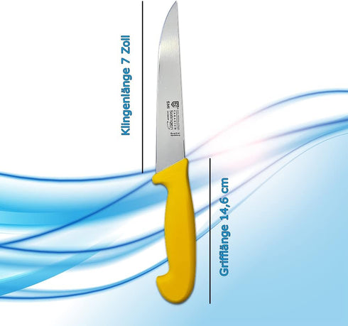 SMI 7 inch Solingen Butcher Knife - Professional Chef Knife for Meat Cutting and Processing