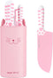 hecef Cute Kitchen Knife Set, 5-Piece Non-Stick Knives Set with Detachable Block and Scissors, Pink