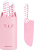 hecef Cute Kitchen Knife Set, 5-Piece Non-Stick Knives Set with Detachable Block and Scissors, Pink