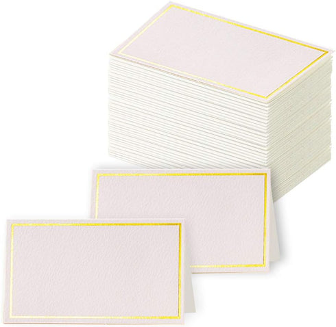 100Pcs Premium Place Cards, Small Table Cards with Gold Foil Border, Wedding, Dinner Parties, 2" x 3.5"
