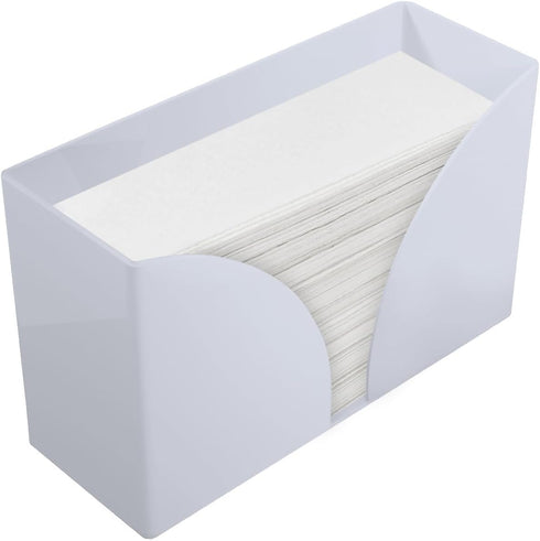 Paper Towel Holder Dispenser for Countertop, White Acrylic Napkin Holders for Kitchen or Bathroom, Great for Z-Fold