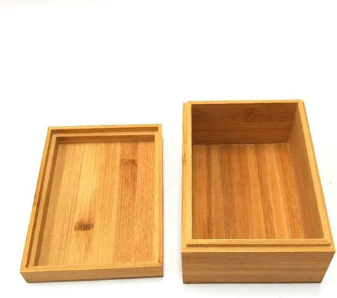 Zhou Bamboo Natural Storage Box with Cover, Unpainted Wooden Gift Box, 6.3x4.72x2.76 inch
