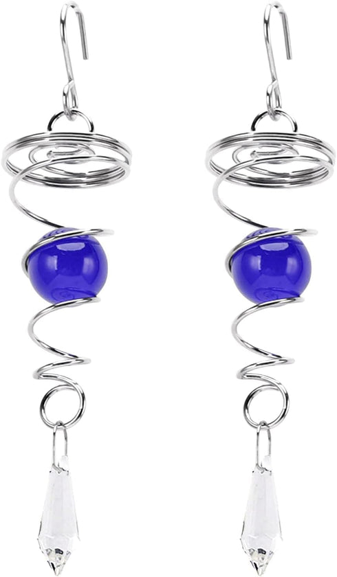 Wind Spinner Stabilizer Crystal Ball, 2 Gazing Ball Spiral Tail Garden Wind Spinner with Swivel Hook