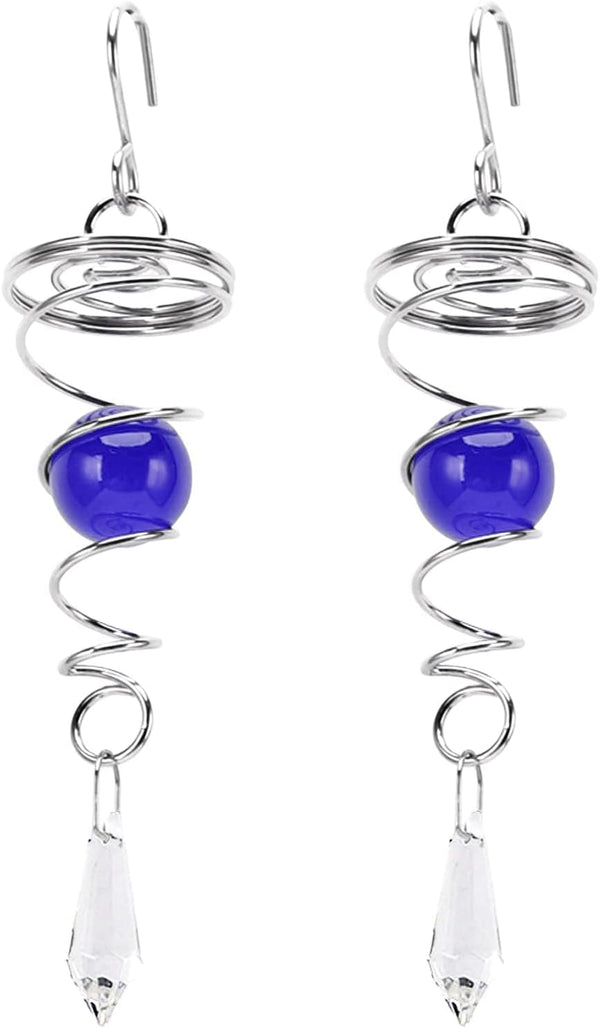 Wind Spinner Stabilizer Crystal Ball, 2 Gazing Ball Spiral Tail Garden Wind Spinner with Swivel Hook