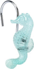 Beach Shower Curtain Hooks, Glow in The Dark, Blue Starfish, Seashell, Coastal Theme Bathroom Décor