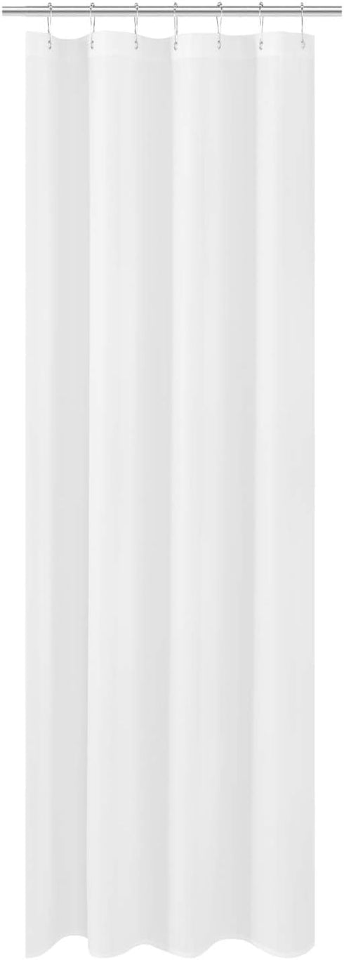 N&Y HOME Extra Long Fabric Shower Curtain Liner, 36 x 84 inches, Hotel Quality, Washable, Water Repellent, White