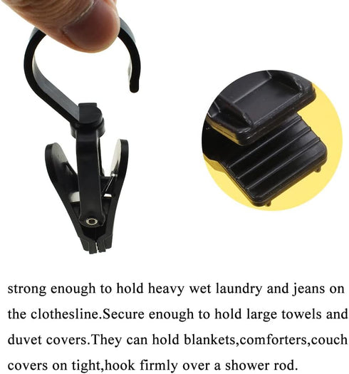 Hahiyo Plastic Swivel Clothespins Hanging Hook Clip, Smooth Rotate Strong Secure to Hold Heavy Laundry, 2.3 Inches