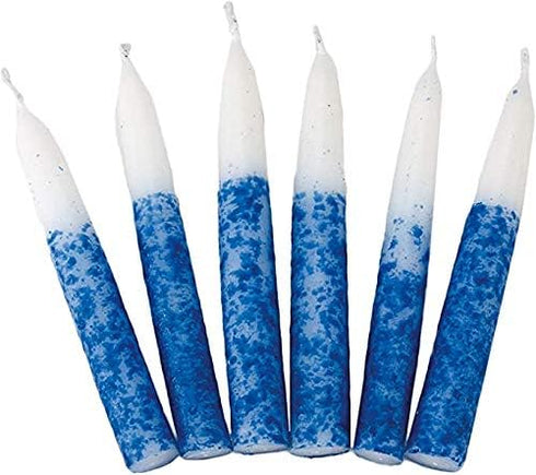 Rite Lite Blue & White Shabbat Candles – Premium 12 Pack Traditional Dinner Table Candles with Gift Box