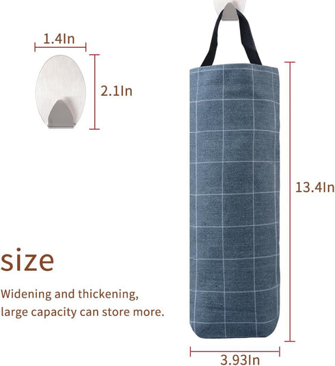 Sulimy 3pcs 3 2) Plastic Bag Holder Dispensers Folding Garbage Bags Hanging Storage Bag Cotton Linen Fabric Trash bags