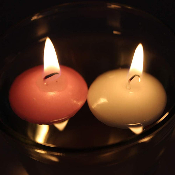 Classic Unscented Floating Candles with 100PCS Silk Rose Petals, Mini Candle Discs for Weddings, 10PACK (Pink)