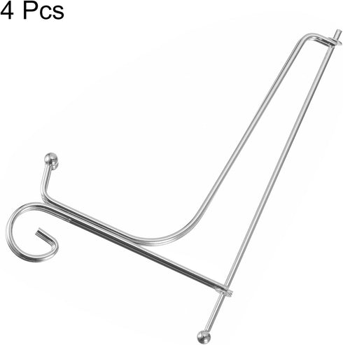 uxcell 8 Inch Plate Stand for Display, 4Pcs Iron Decorative Plate Holder, Folding Display Stand, Silver