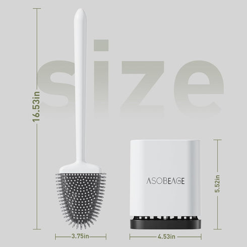 ASOBEAGE Deep Cleaner Toilet Brush, Silicone Toilet Brush with No-Slip Long Handle and Flexible Bristles, Quick Drying