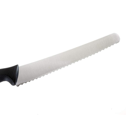 Mercer Culinary M23211 Millennia Black Handle Bread Knife, 10-Inch Left Handed Wavy Edge Wide