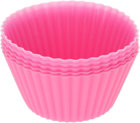 Utoolmart Silicone Cupcake Baking Cups, Reusable Non-Stick Cake Muffins Mold, 5 Pcs Pink for Party Bakery Supplies