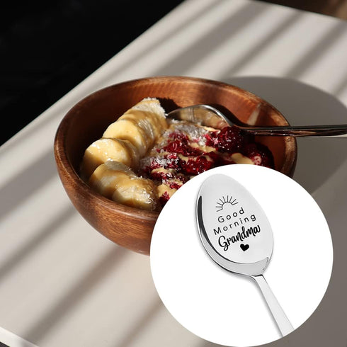 Grandma Mothers Day Gifts, Good Morning Grandma Spoon for Mimi Birthday Gift from Grandchildren