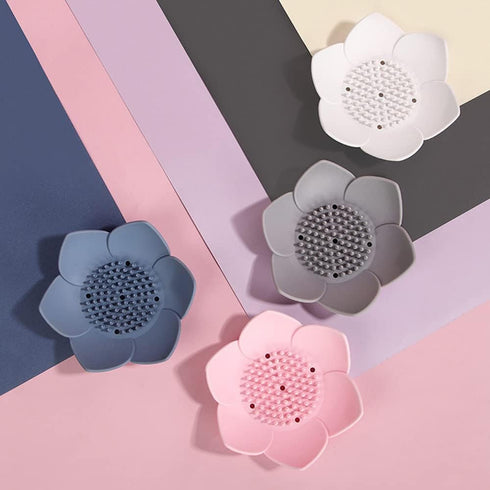 Counter, (4 Pack, Silicone Soap Dishes with Draining. Bathroom Bar Soap Holder for Shower. Soap Tray for Kitchen Sink.