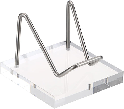Hipiwe Metal Display Stand with Acrylic Base, Small Easel for Geodes, Crystals, Business Card Holder
