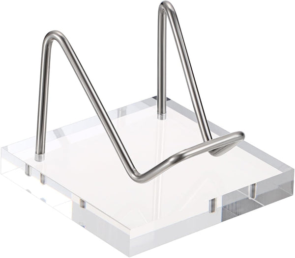 Hipiwe Metal Display Stand with Acrylic Base, Small Easel for Geodes, Crystals, Business Card Holder