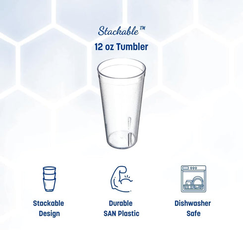 Carlisle FoodService Products Stackable Tumbler, 12 Ounces, Clear, Plastic, Pack of 24