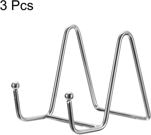 uxcell 3Pcs 3 Inch Iron Plate Stand for Display, Decorative Easel Holder for Picture Photo Book, Silver